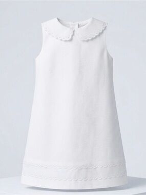 Luli & Me White Sleeveless Dress with Scalloped Peter Pan Collar Size 6